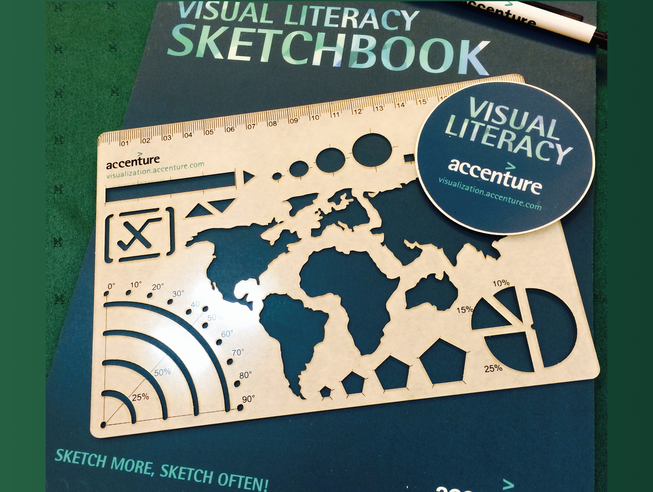 I provided a branded sketchbook and custom stencil to encourage thinking with sketching.